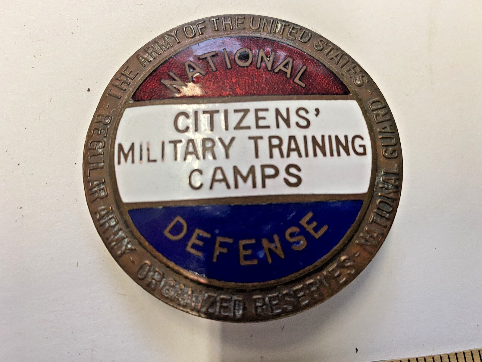 WW1 WW2 - CMTC National Defense Citizens Military Training Camps ARMY PIN ENAMEL