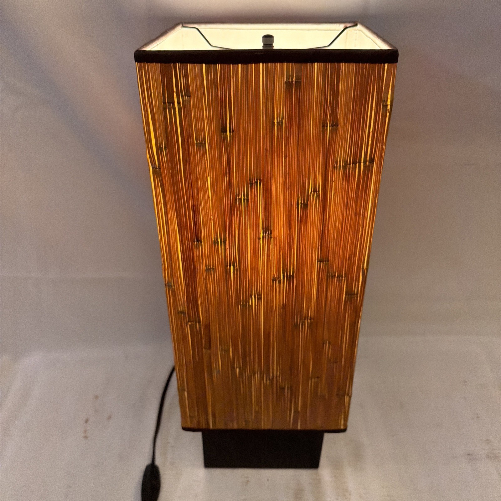 Vintage Boho MCM Table Lamp With Bamboo Shade