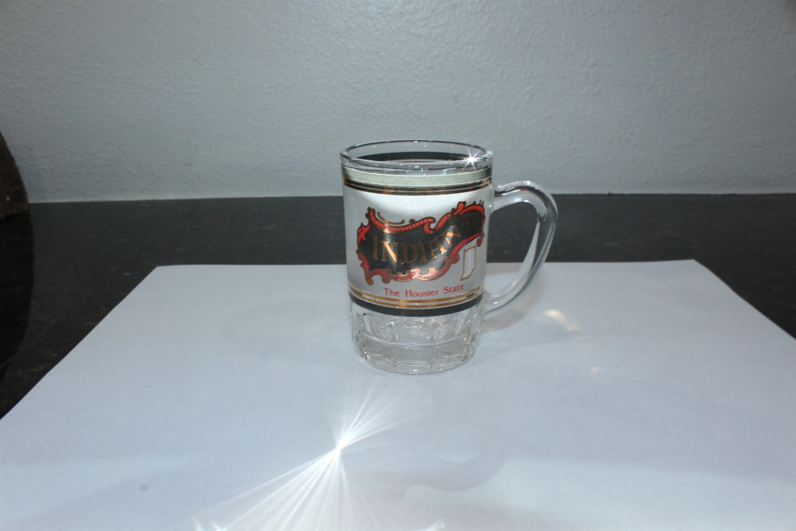 Vintage Indiana The Hoosier State Souvenir Glass Mini Mug 