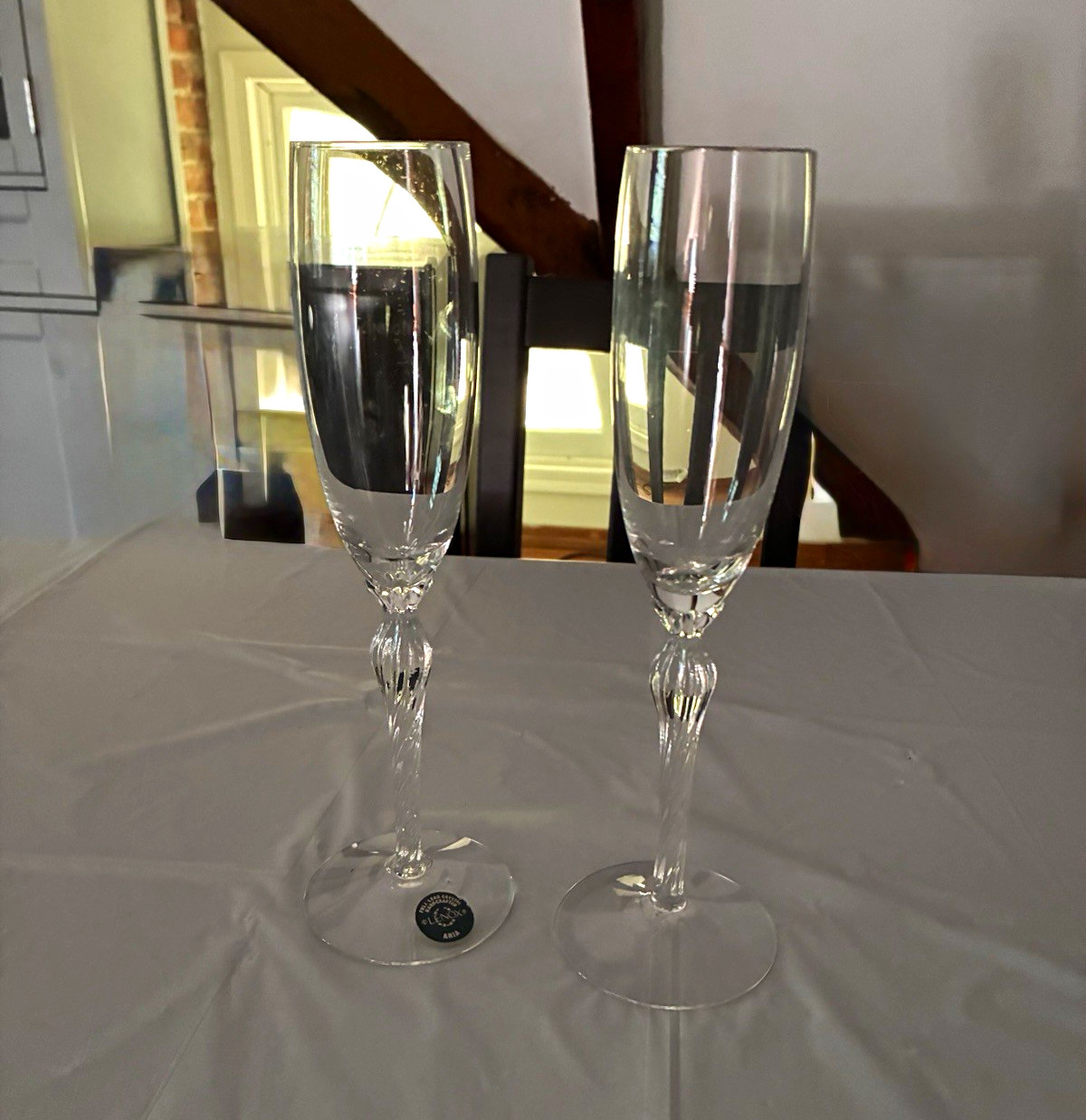 Lenox Aria Clear Stemmed Champagne Flutes Glass Set, 2-Piece Service for 2