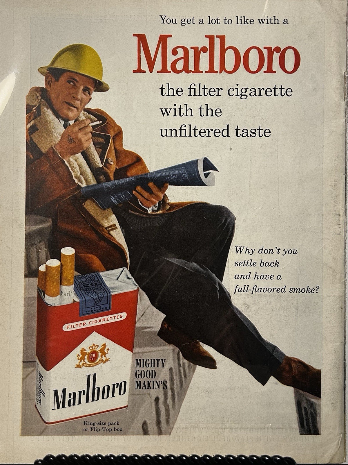 1961 Marlboro Cigarettes Vintage Magazine Ad Mighty Good Makin\'s Tobacco
