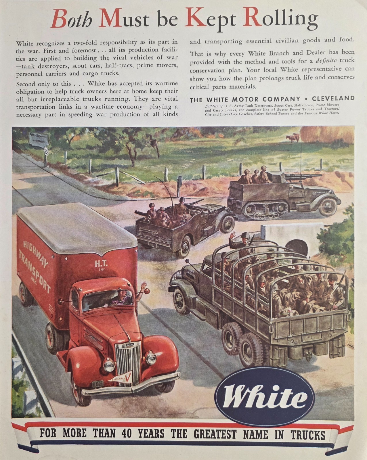 1943 Print Ad White Trucks WW2 Military Models & Semi-Truck Trailer Cleveland,OH