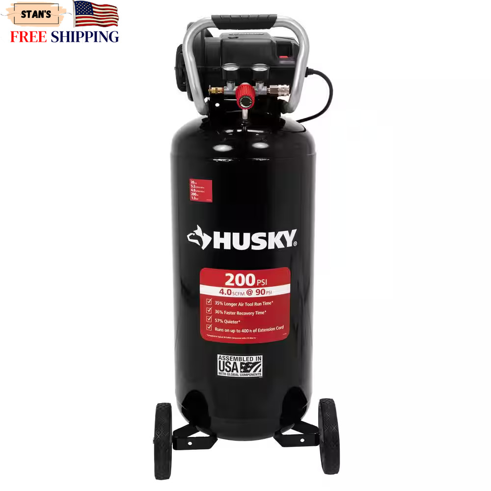 20 Gal. 200 PSI Oil Free Portable Vertical Electric Air Compressor