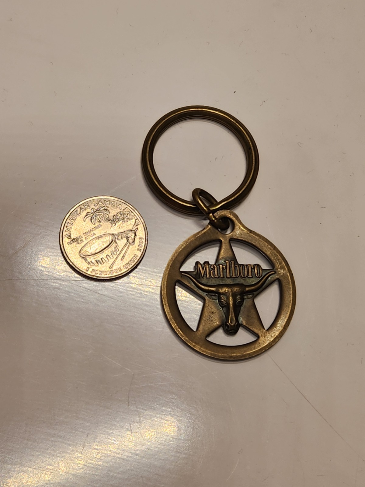 Vintage Marlboro Brass Horned Steer Western Texas Star Longhorn Buck Keychain Vintage Marlboro Brass Horned Steer Western Texas Star Longhorn Buck Keychain