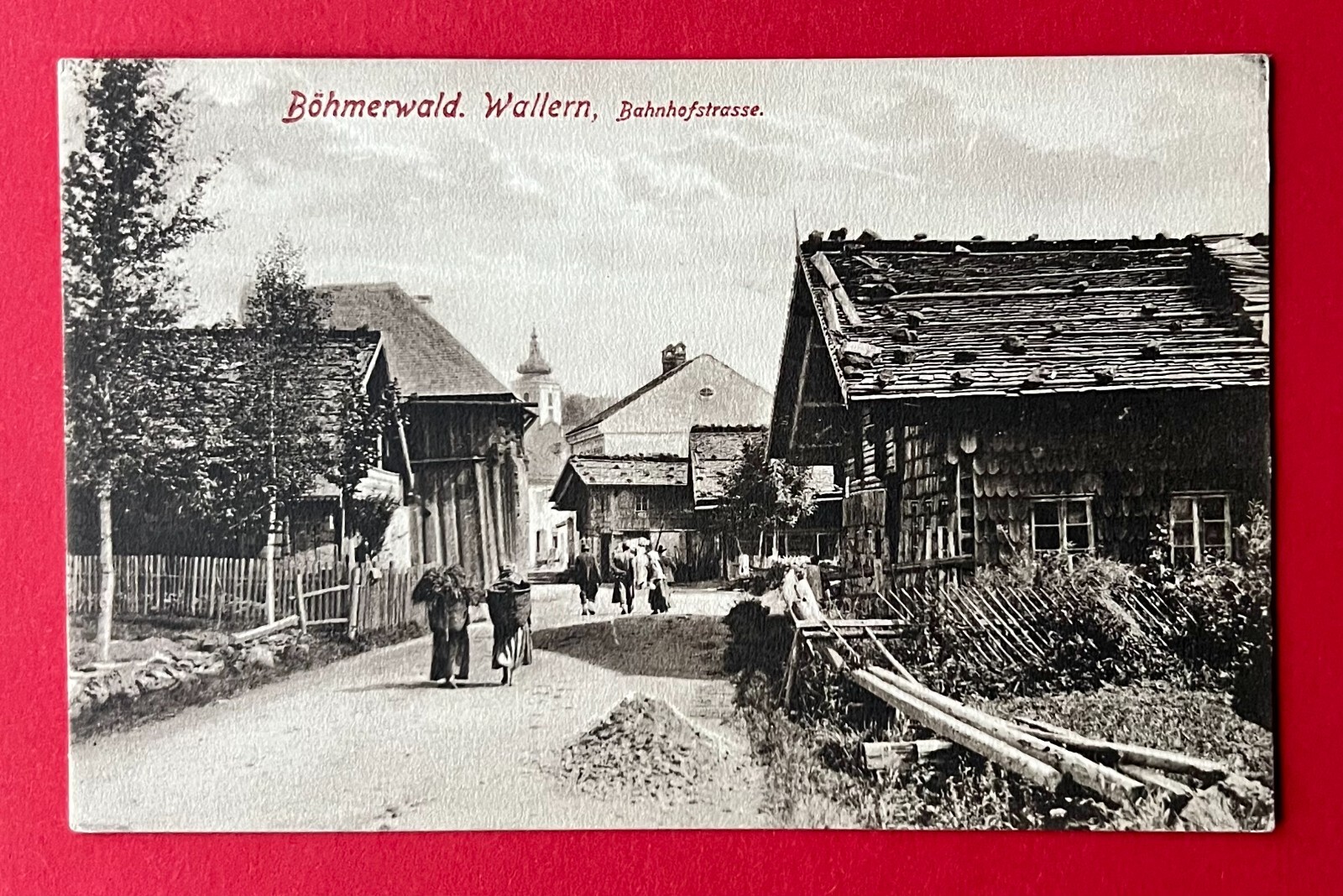 Postcard Wallern in the Bohemian Forest 1909 view in the Bahnhofstrasse (146105