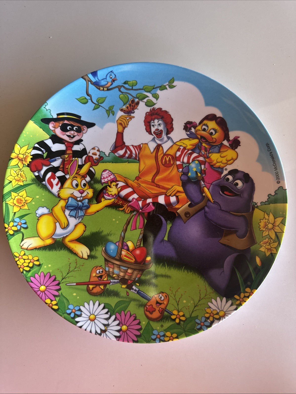 VTG Mcdonalds Easter Day  Egg Painting Collectible Plate 2000 Ronald, Grimace