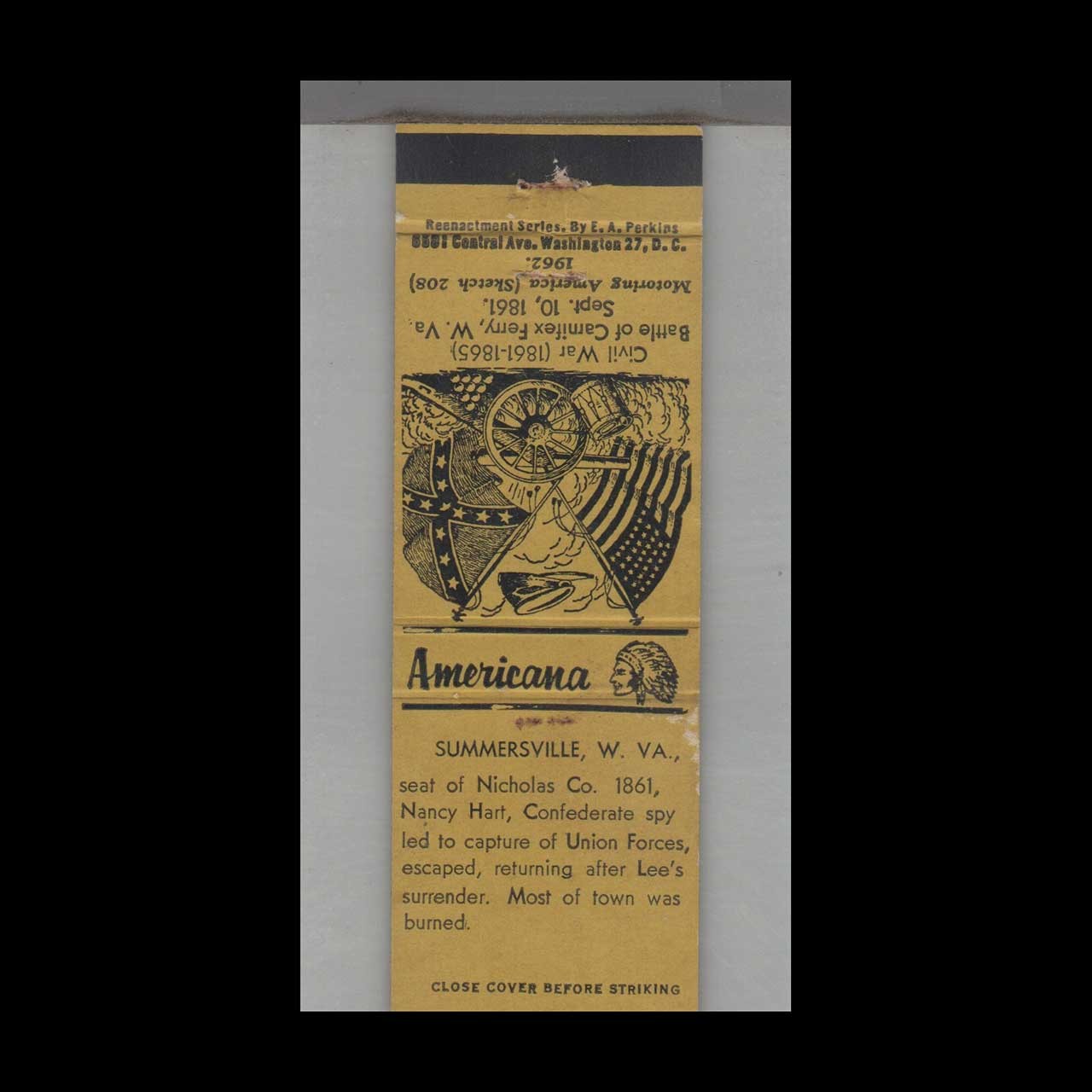 Matchbook Cover - West Virginia Americana Summersville, WV