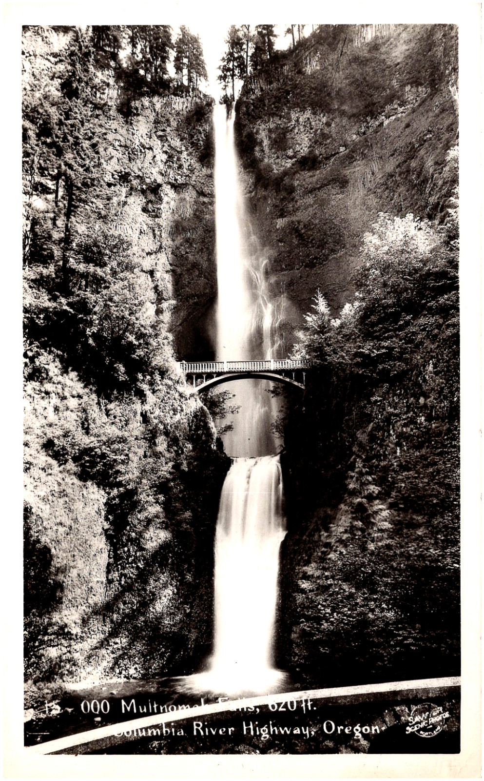 Multnomah Falls on Columbia River Highway Oregon 1930s RPPC Postcard Photo