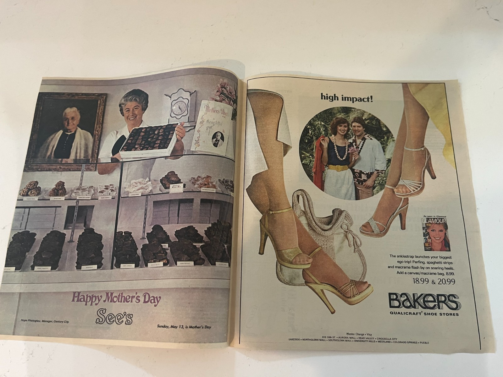 1979 Mothers Day Sees Candy & Bakers Shoes Newspaper  Ad  - As Seen In Glamour