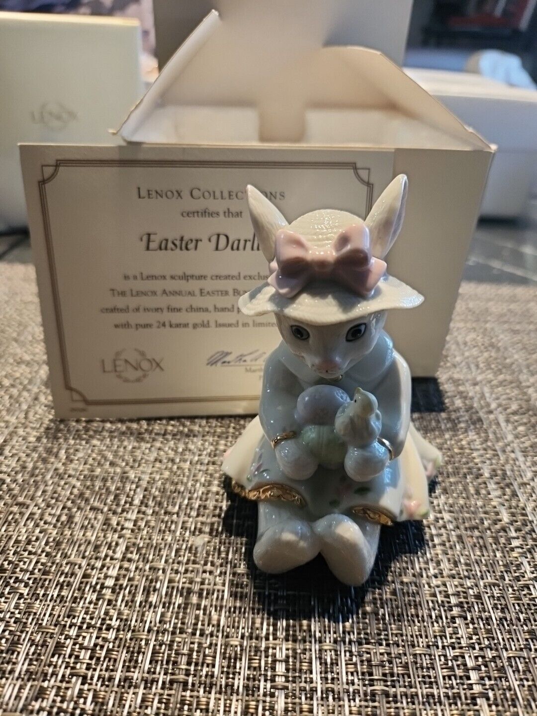 EUC Lenox Easter Bunny Easter Darling with Box and Certificate of Authenticity
