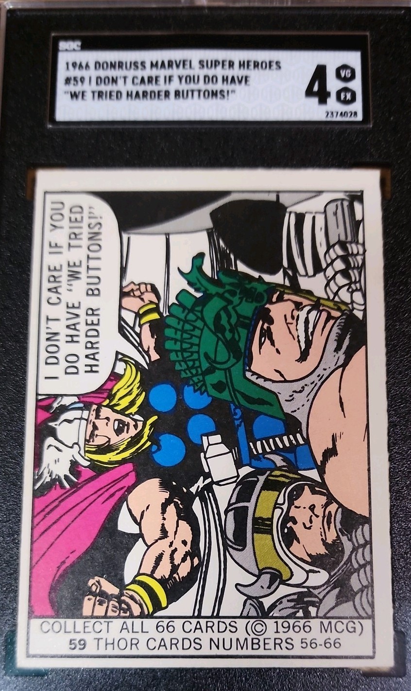 🐲1966 Donruss Marvel Super Heroes #59 THOR🗡 SGC 4 Rookie Year Comic Cards🕷 🐲1966 Donruss Marvel Super Heroes #59 THOR🗡 SGC 4 Rookie Year Comic Cards🕷