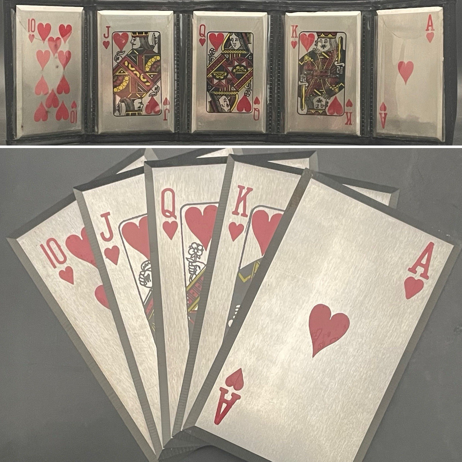 Five Card Royal Flush Stainless Steel Playing Cards in Nylon Folding Belt Pouch