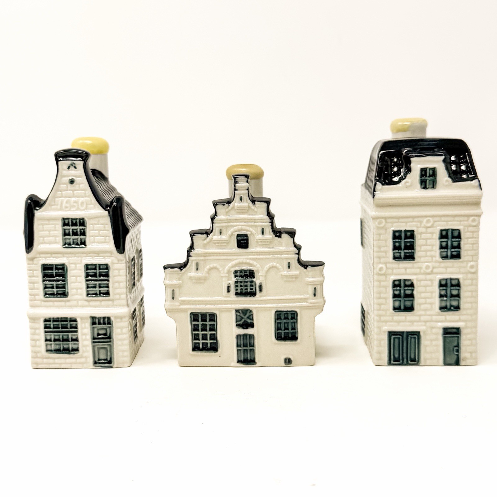 Lot 3 KLM Bols Delft Blue Porcelain Houses Empty Amsterdam #16 #43 #94