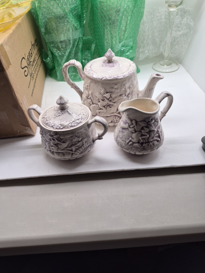 Vintage Ceramic Decorative Tea Set Based On Robert Burns Poem Tam O’Shanter