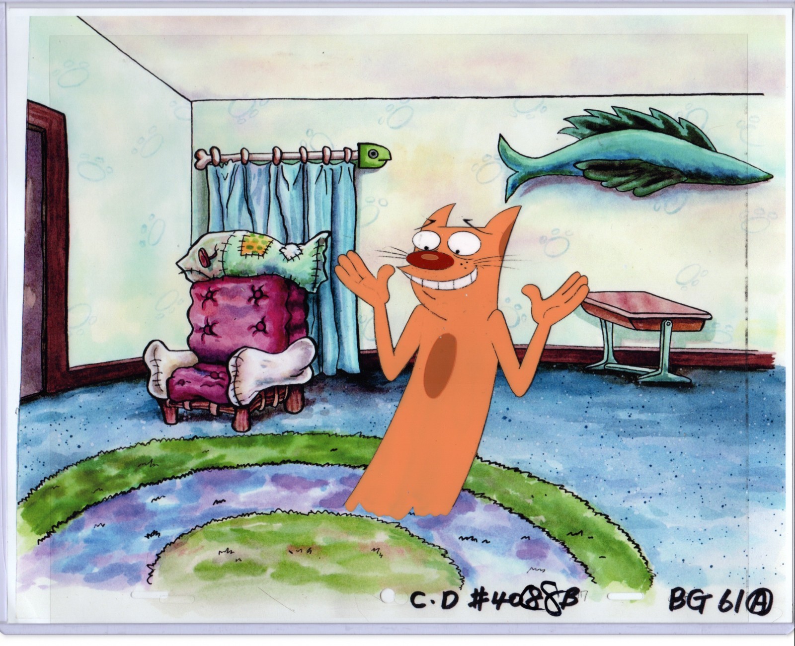 ROCK BOTTOM PRICE Here is a Catdog Production cel on print background ROCK BOTTOM PRICE Here is a Catdog Production cel on print background