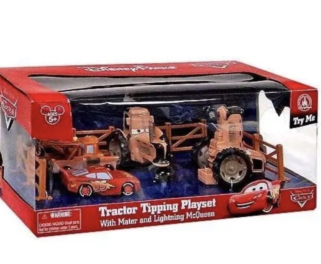 Disney Pixar Cars Tractor Tipping Playset with Mater and Lightning McQueen NEW