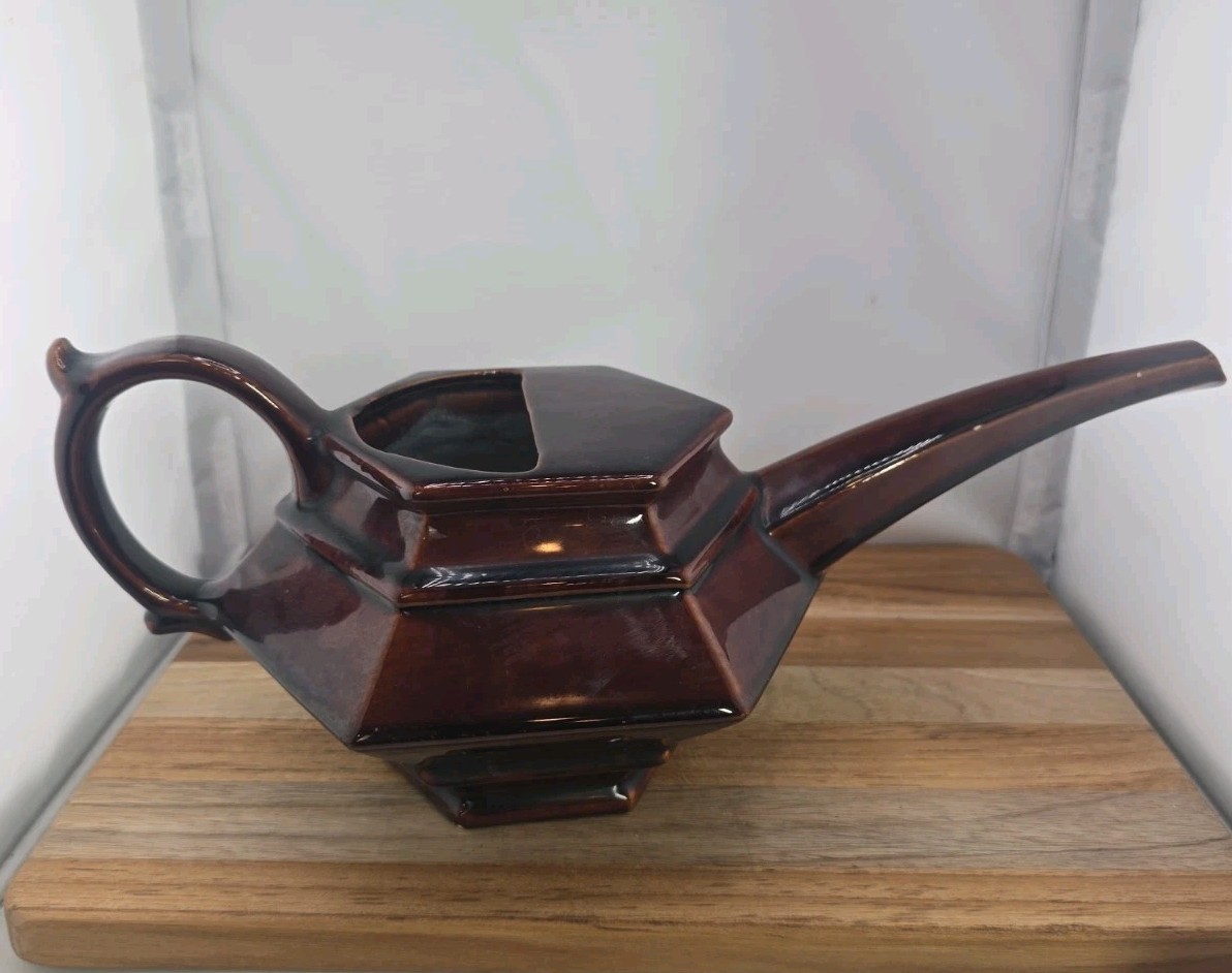 Vintage Royal Haeger Brown Pottery Long Reach Watering Can Pitcher 14