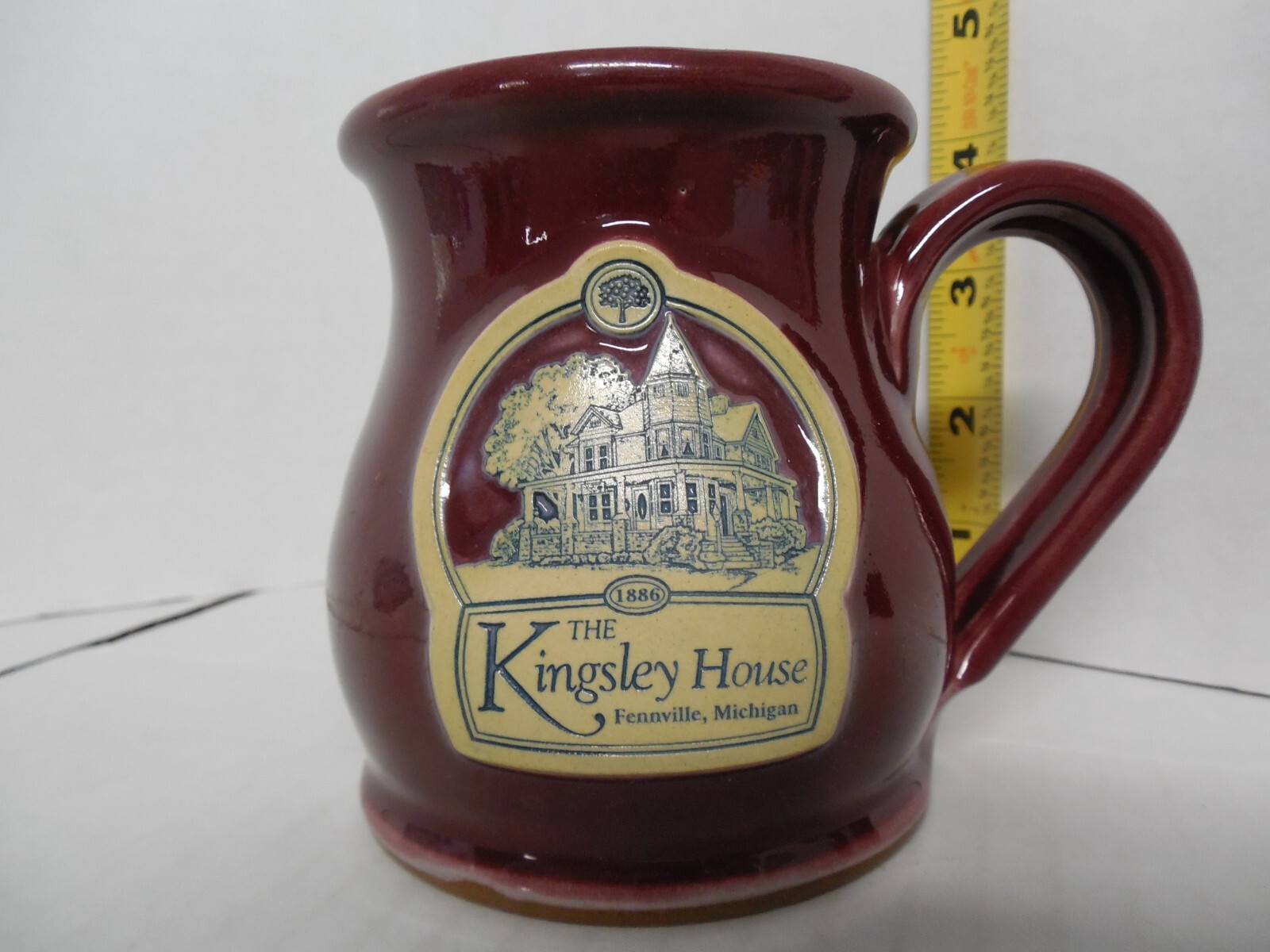 DENEEN Pottery The Kingsley House Fennville, Michigan 10 oz Maroon DENEEN Pottery The Kingsley House Fennville, Michigan 10 oz Maroon