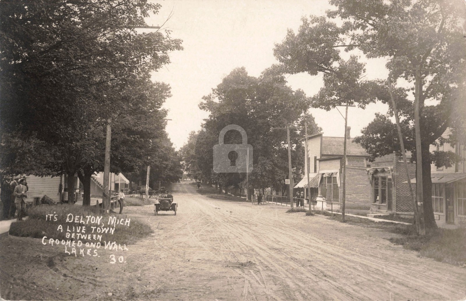 It's Delton, Mich, A Live Town Between Crooked & Wall L MI RPPC Postcard COPY