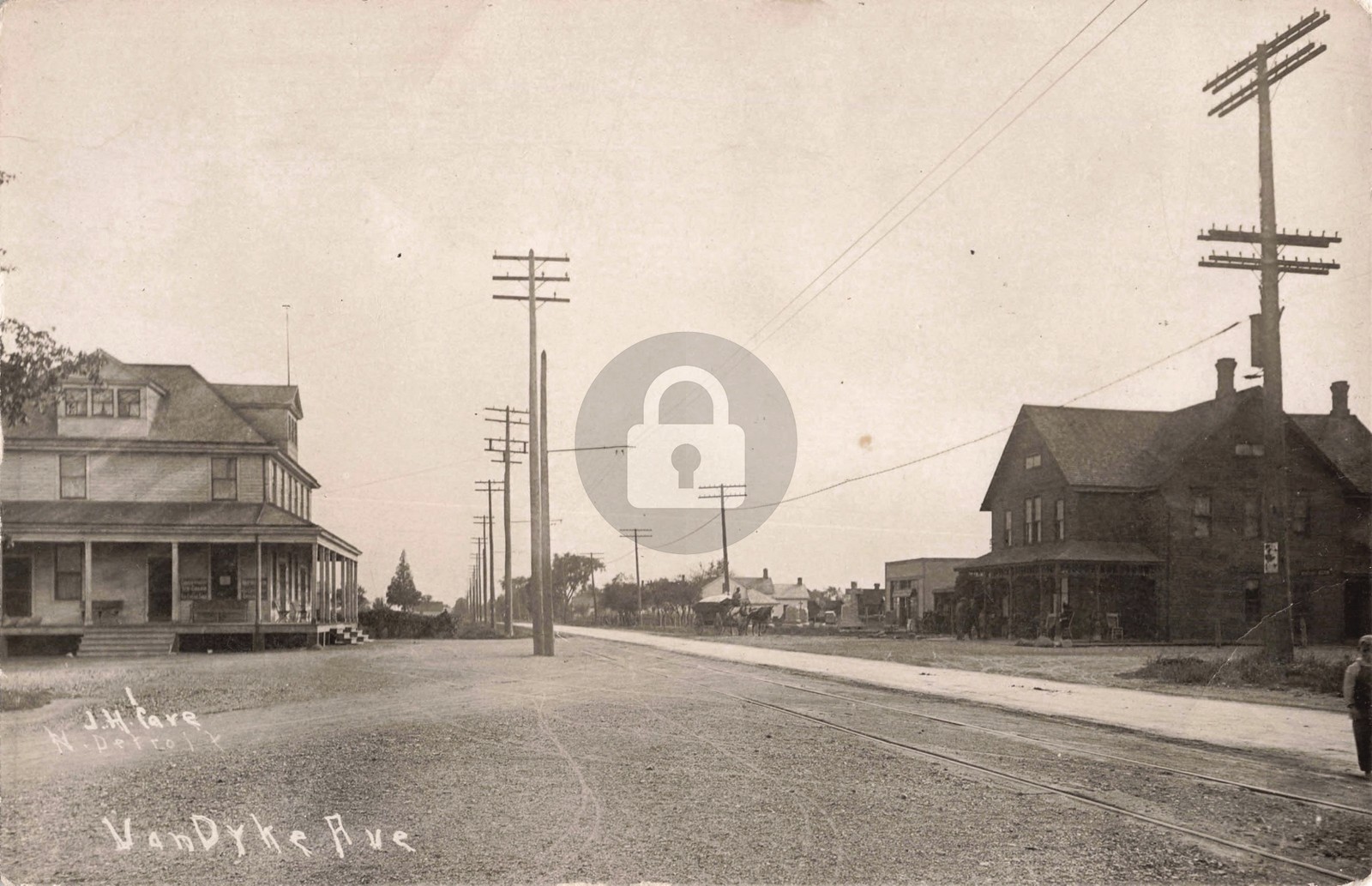 Street View Van Dyke Ave., Hamtramck MI Michigan 1912 RPPC Photo Postcard COPY