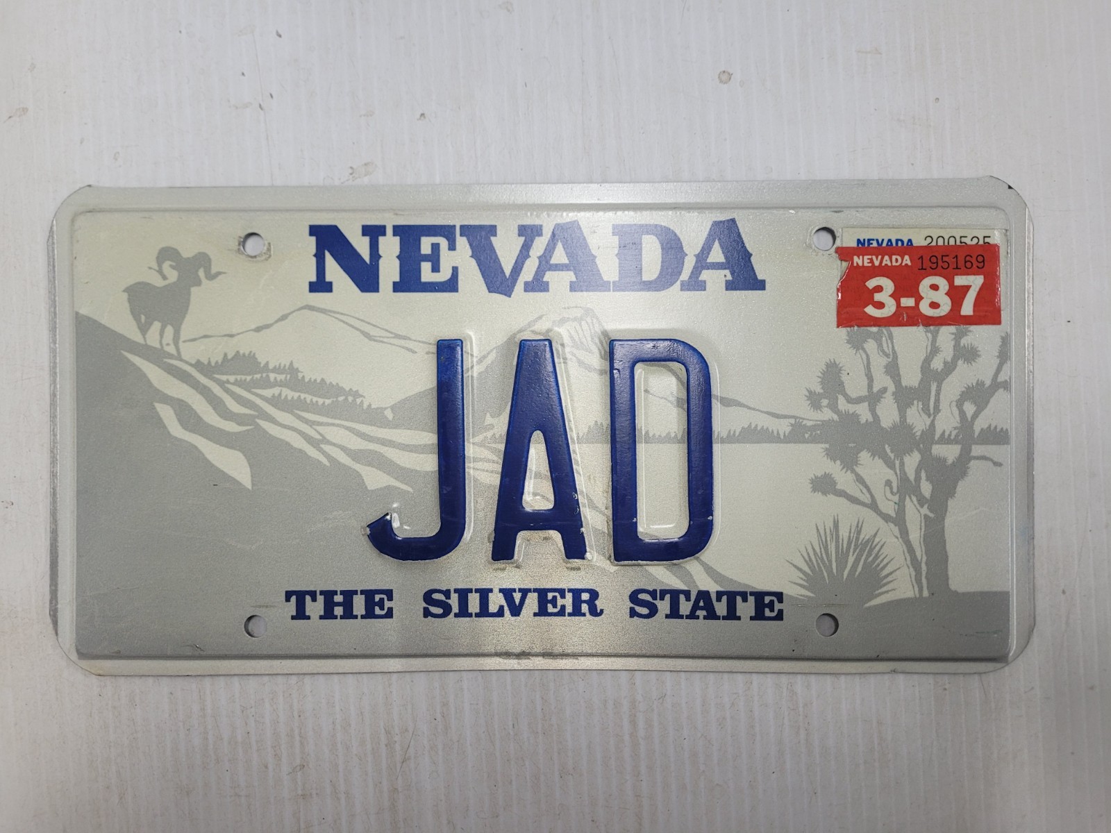 1987   Nevada   License Plate Tag vanity JAD