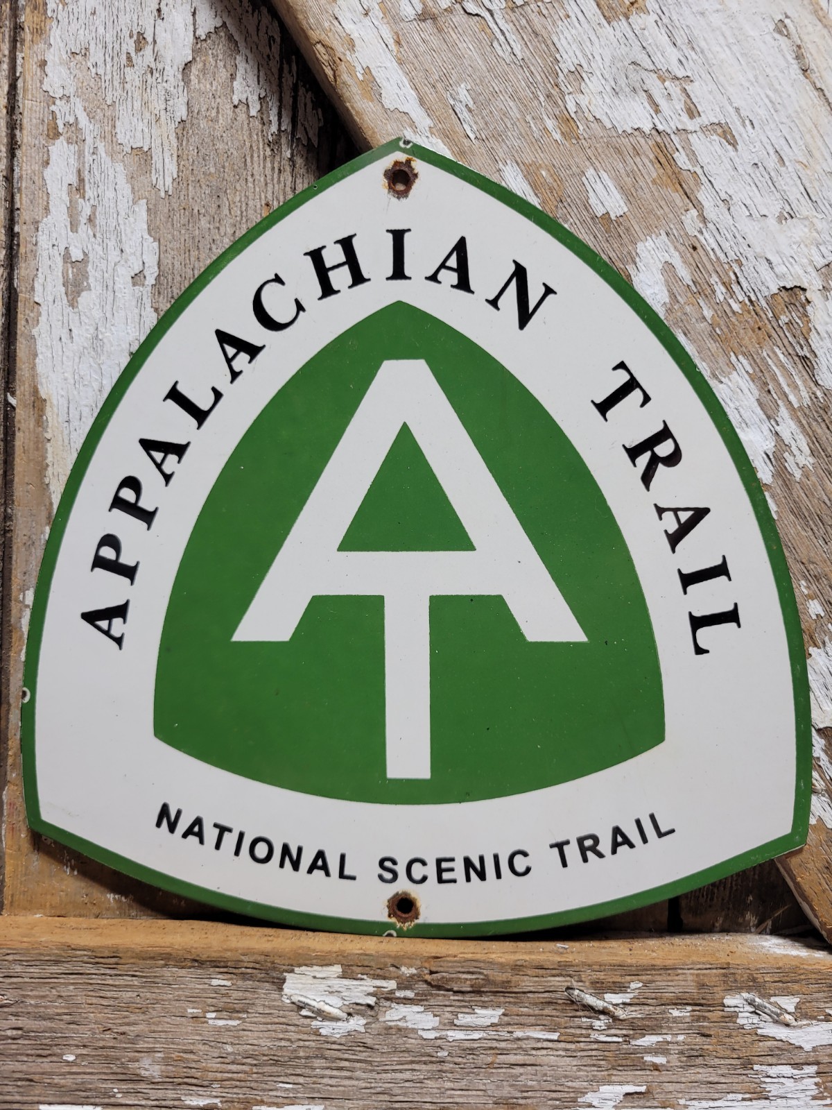 VINTAGE APPALACHIAN TRAIL PORCELAIN SIGN OLD SMOKY MOUNTAINS SCENIC HIKE 10\