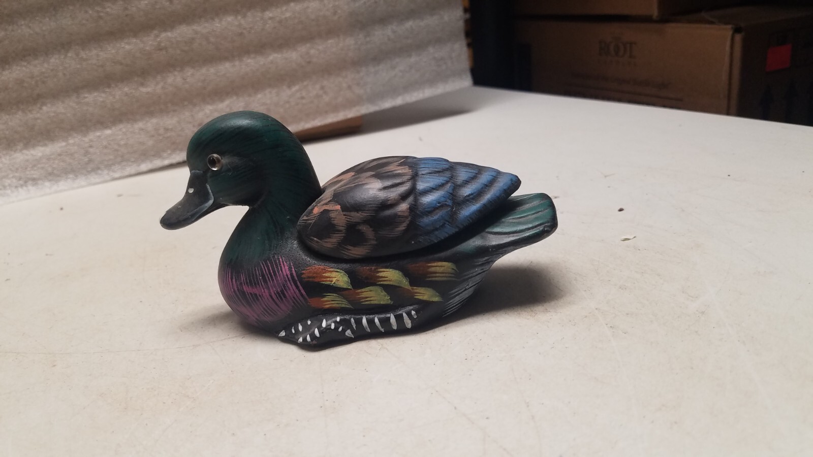 Handpainted Ceramic Duck Tricket Box Figurine (M)