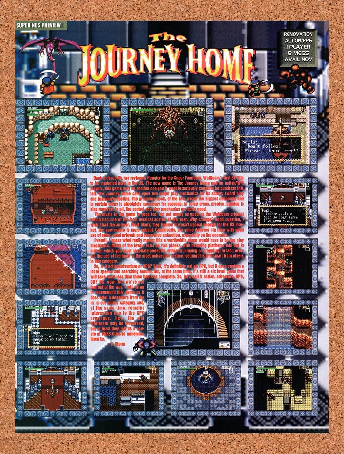 1992 The Journey Home SNES Original Advertisement / Retro Wall Art v1 1992 The Journey Home SNES Original Advertisement / Retro Wall Art v1