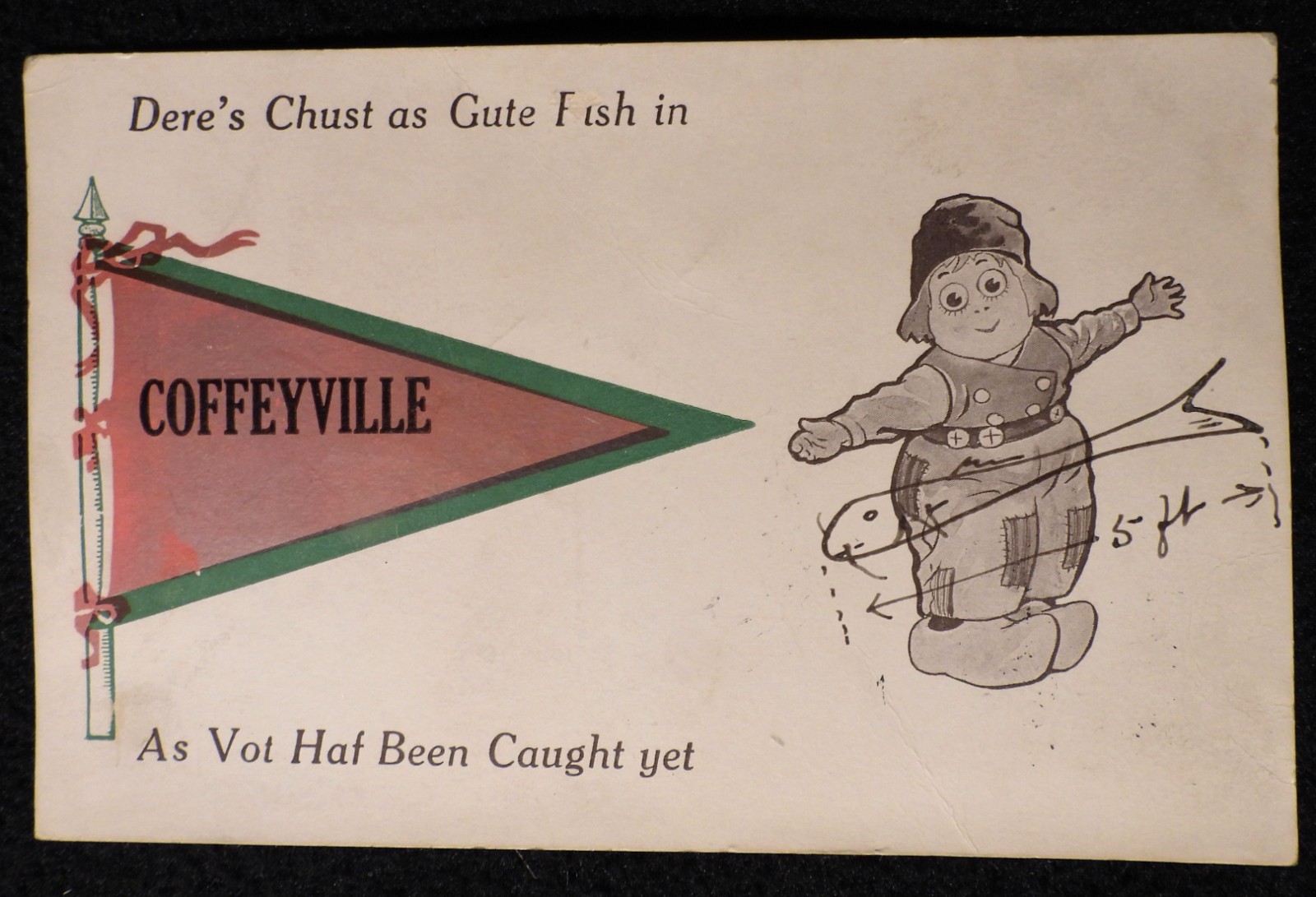 Vtg Antique 1910s POSTCARD Dutch Humor Town Tourism Travel Coffeyville Kansas