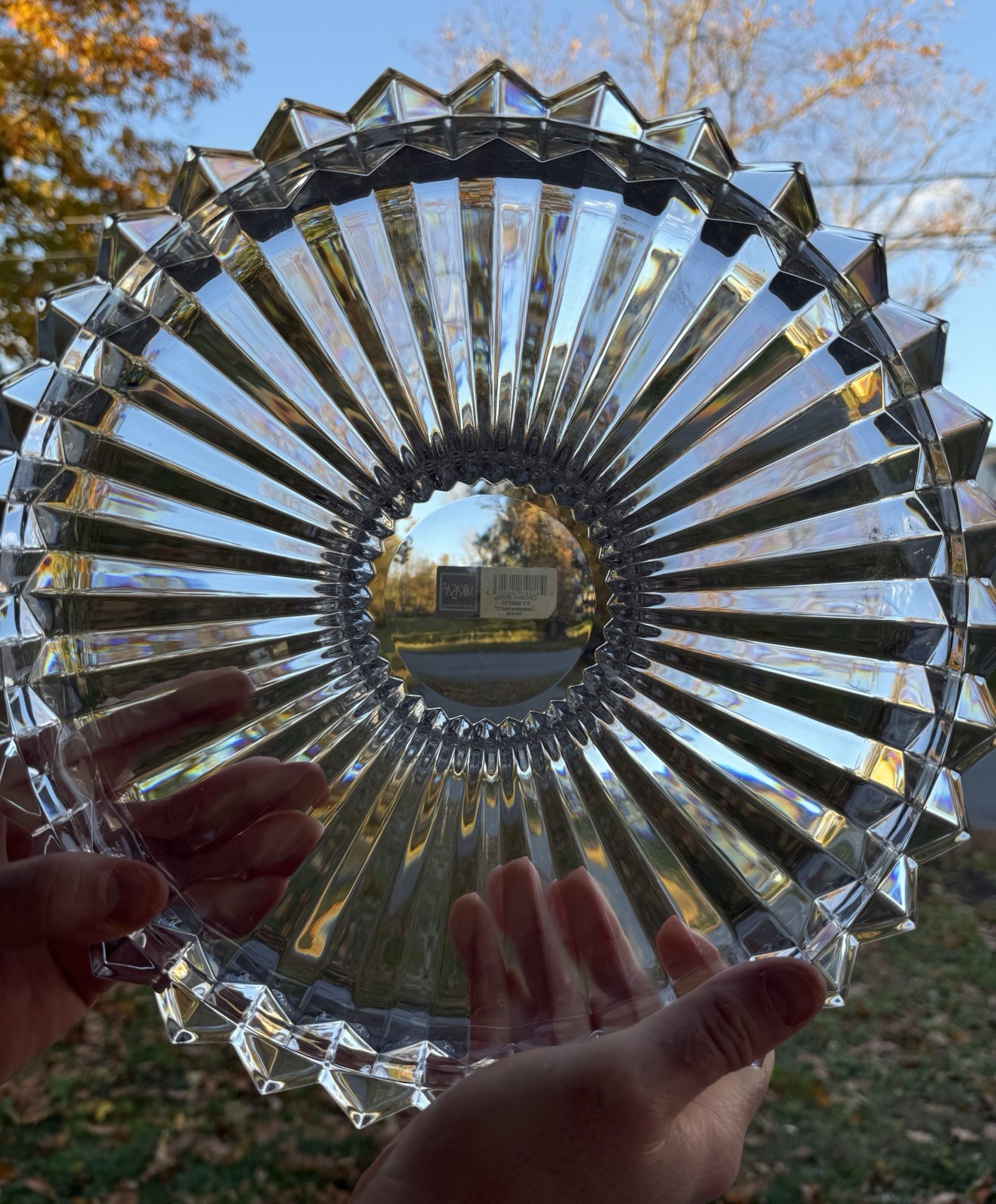 Vintage Mikasa Crown Jewel  12” Lead Crystal Centerpiece Bowl