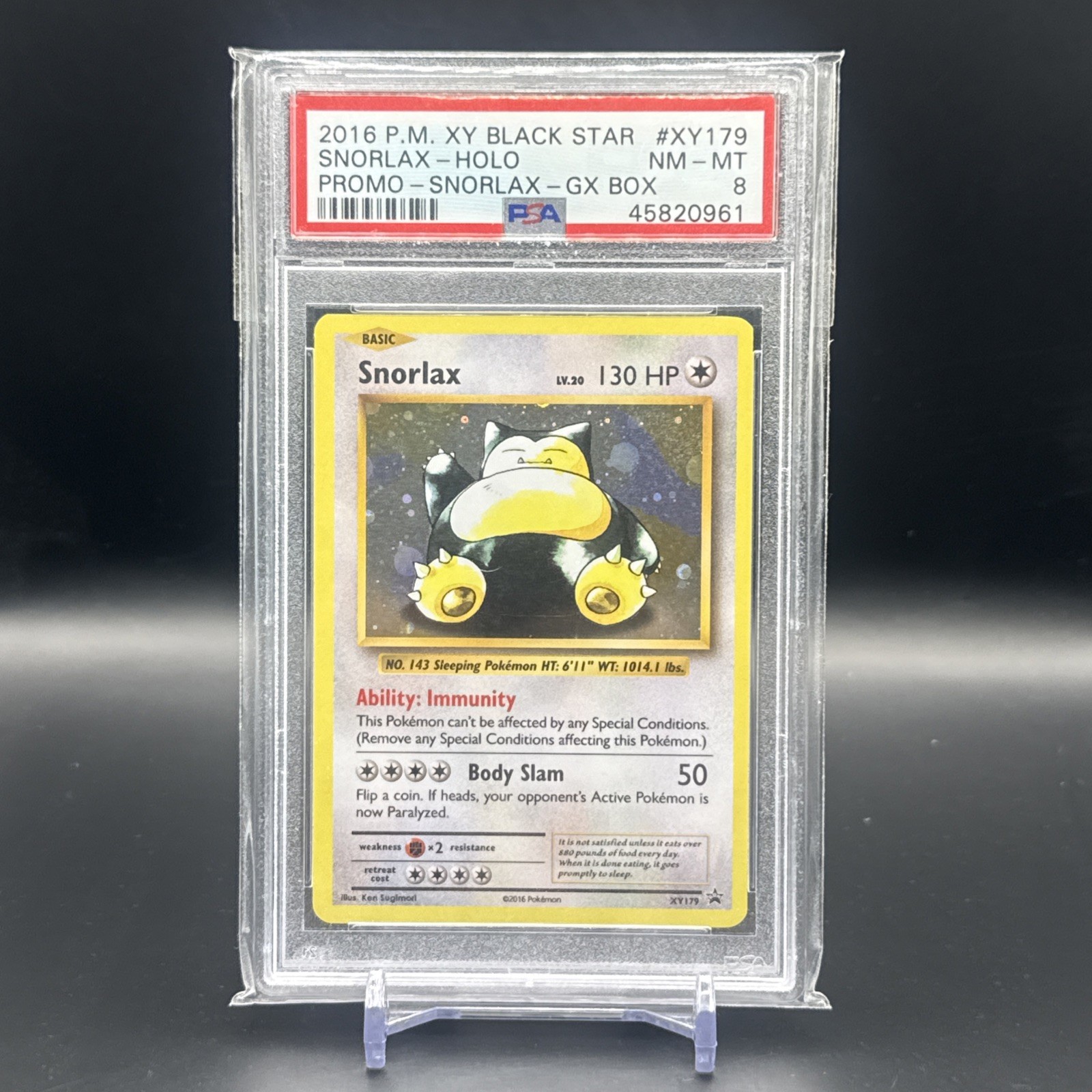 2016 POKEMON XY BLACK STAR PROMO SNORLAX GX BOX #XY179 SNORLAX-HOLO PSA 8 2016 POKEMON XY BLACK STAR PROMO SNORLAX GX BOX #XY179 SNORLAX-HOLO PSA 8