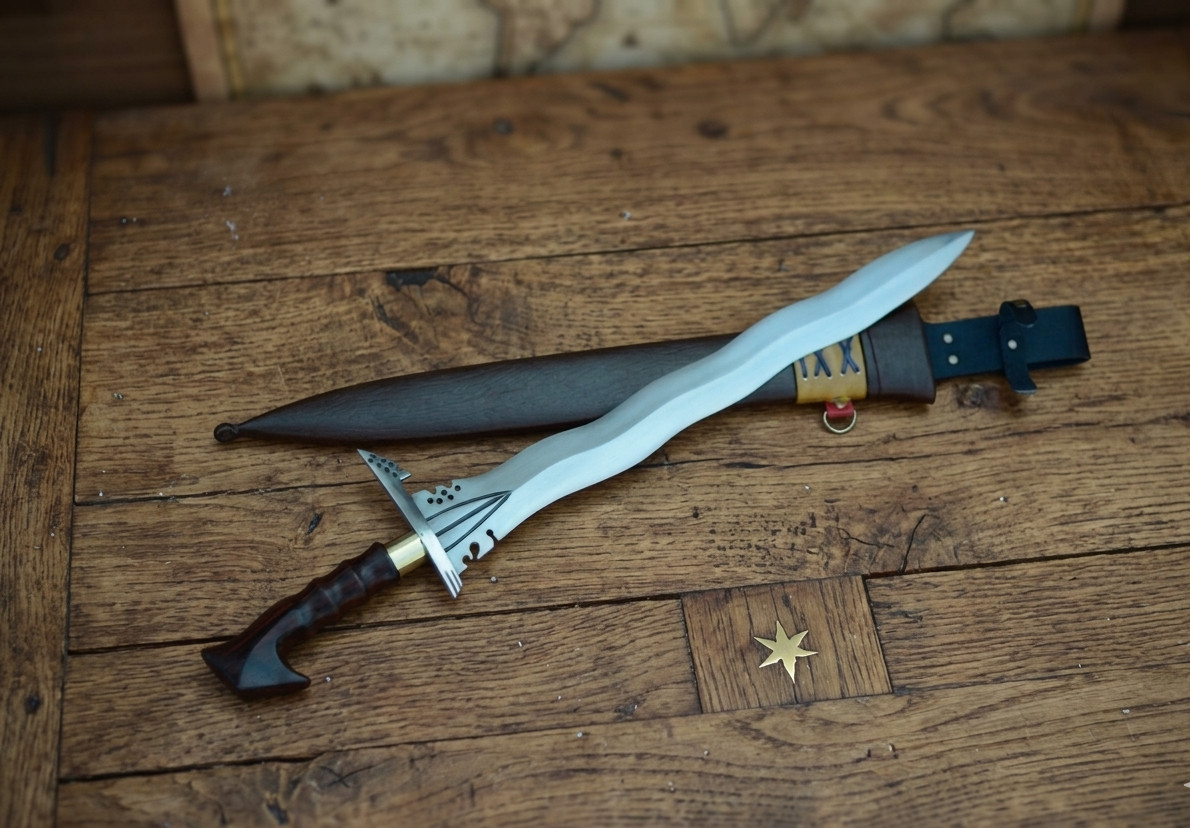 Custom Handmade Carbon Steel Blade Tactical Kris Sword | Hunting Camping Sword