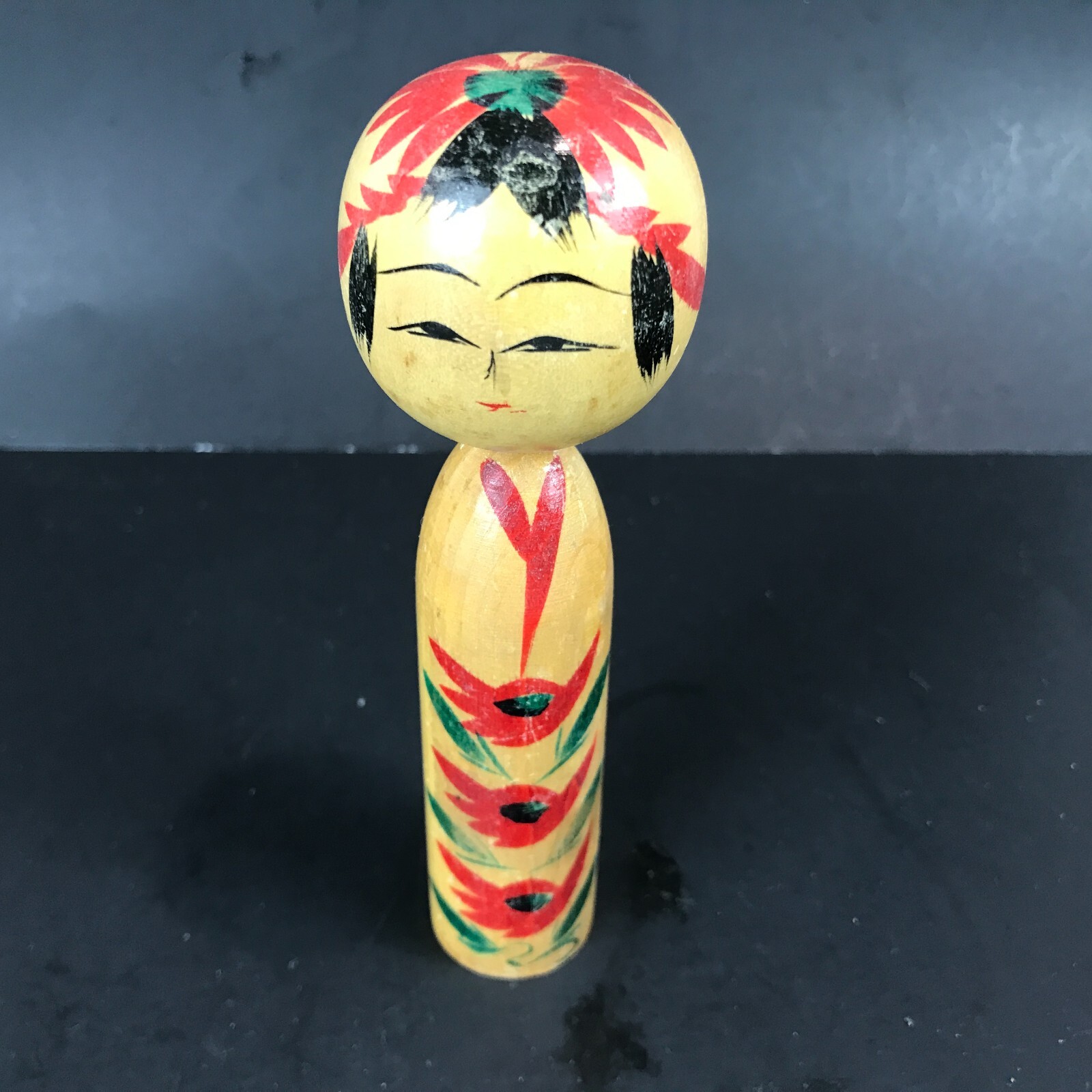 Vintage Japanese Kokeshi Tougatta Wooden Doll Signed Yamaha 6 Inch Slender