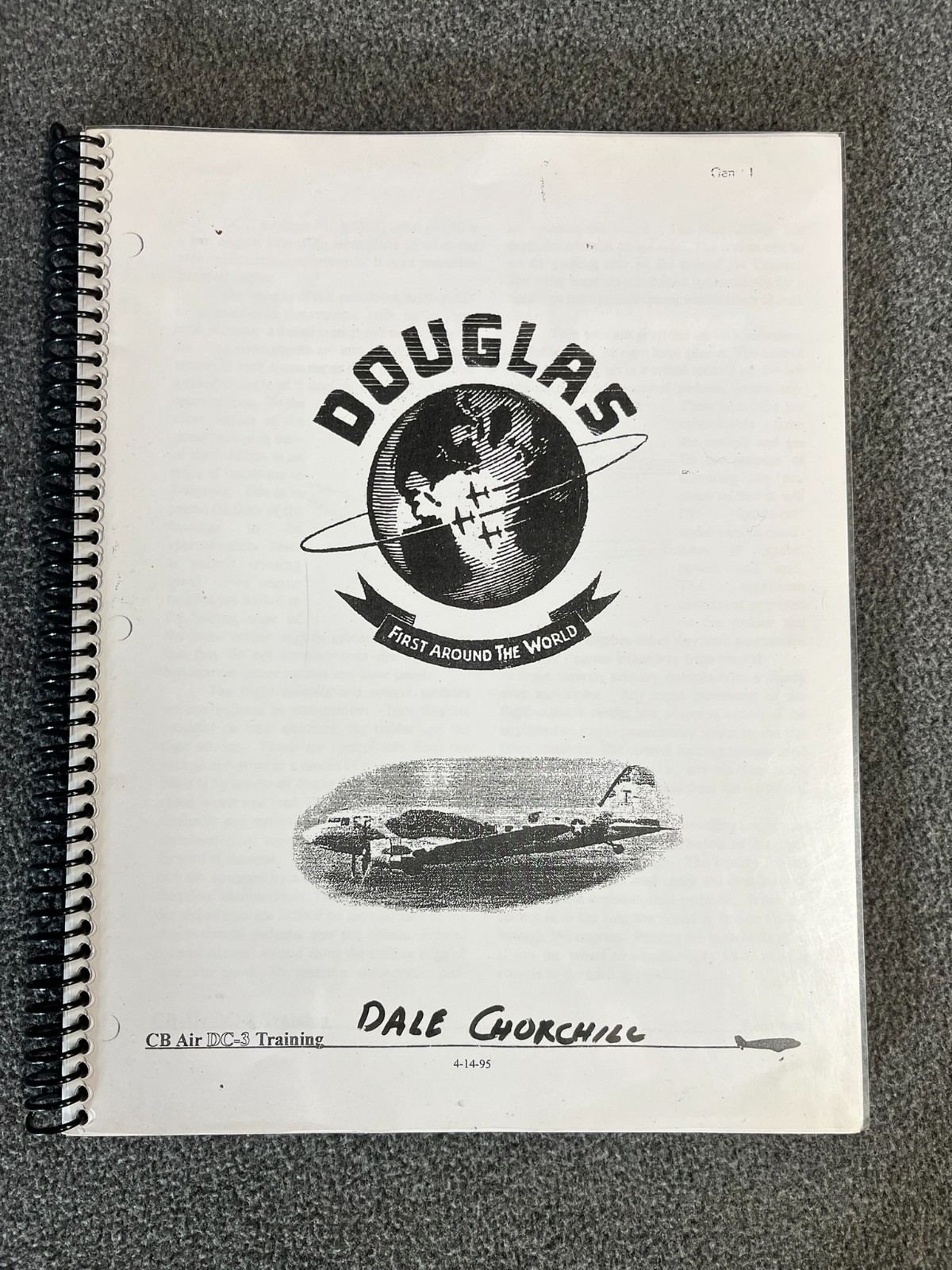 Vtg 1995 DOUGLAS DC-3 Flight Manual CB AIR N53ST Training Pilot Checklist Book Vtg 1995 DOUGLAS DC-3 Flight Manual CB AIR N53ST Training Pilot Checklist Book