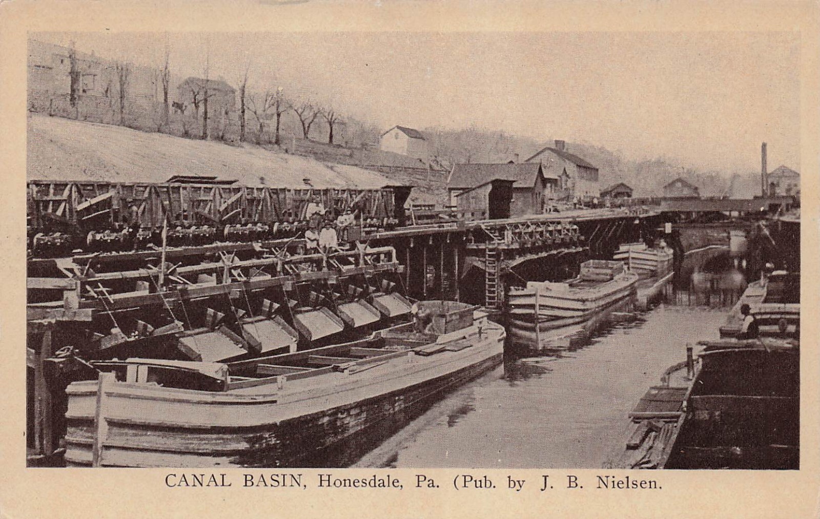 Honesdale Delaware Hudson Canal Co Gravity Railroad Dock Basin Vtg Postcard F11