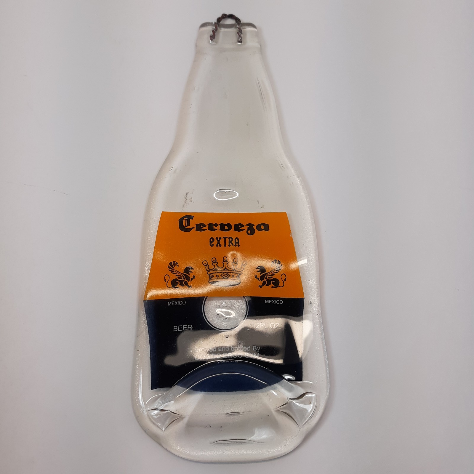 Vintage Flattened Cerveza Extra Beer Bottle Wall Decor Mexico Glass Man Cave Bar