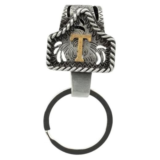 Vintage Western Cowboy Letter Keychain,Handmade Metal A-Z Initial Key Chain T