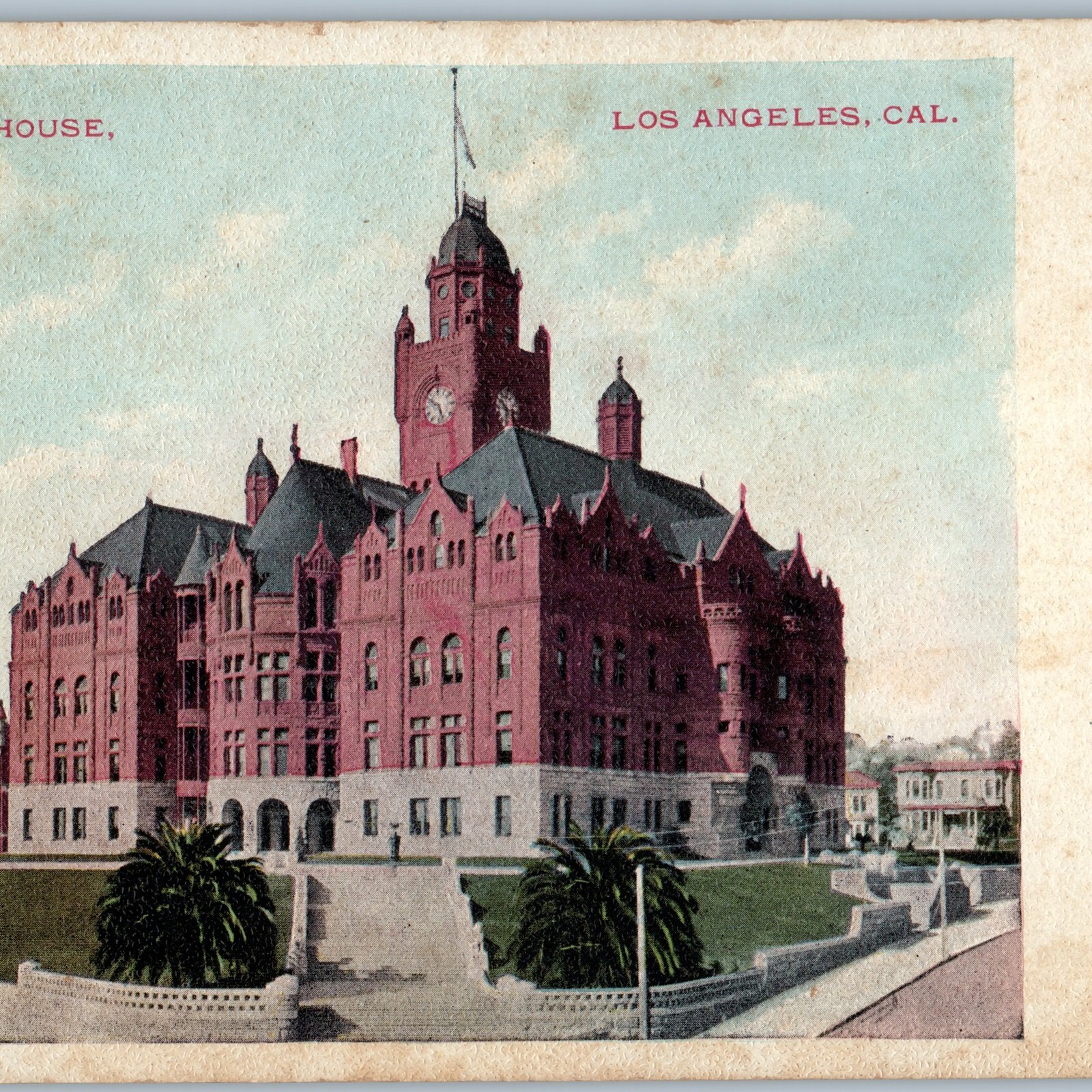 c1900s Los Angeles, CA Court House Red Brick Building Postcard M. Rieder UDB c1900s Los Angeles, CA Court House Red Brick Building Postcard M. Rieder UDB