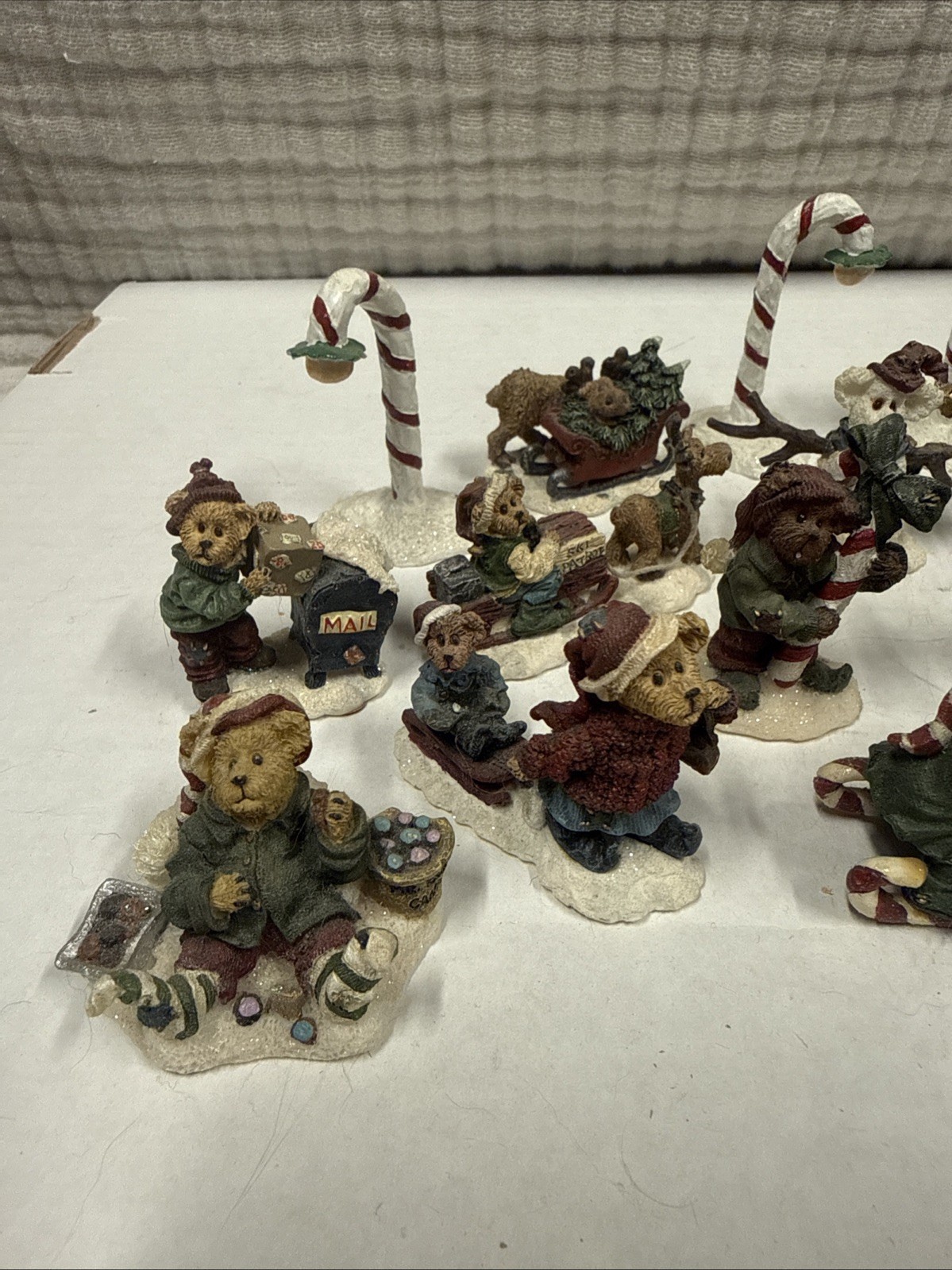 Boyds Bears Christmas Village Resin Figurines Winter Holiday Miniatures Lot