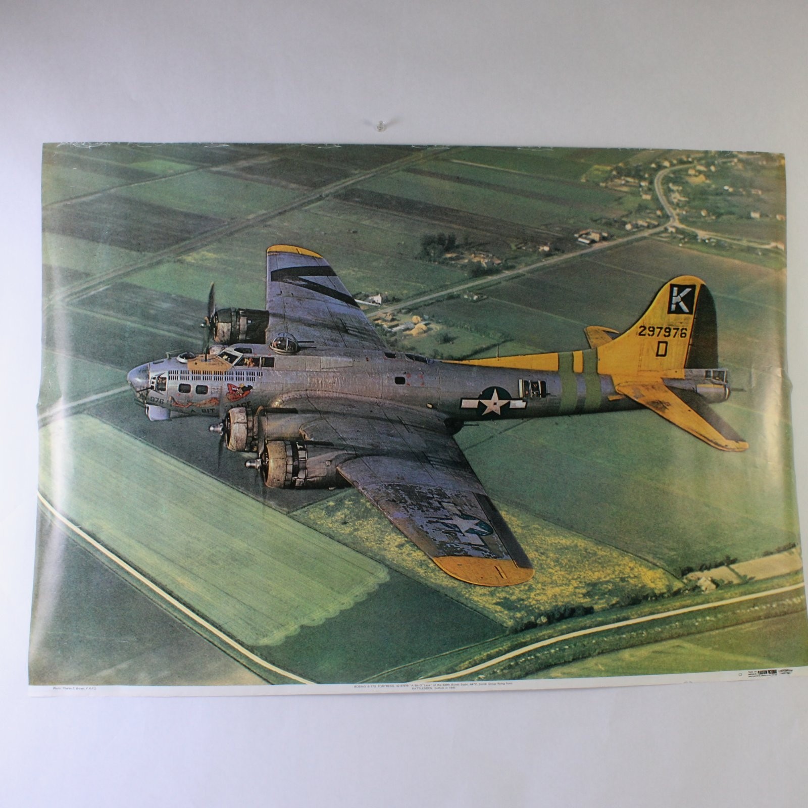 Vintage Plaistow Pictorial Poster Boeing B-17G A Bit O\' Lace 24.5\ Vintage Plaistow Pictorial Poster Boeing B-17G A Bit O\' Lace 24.5\