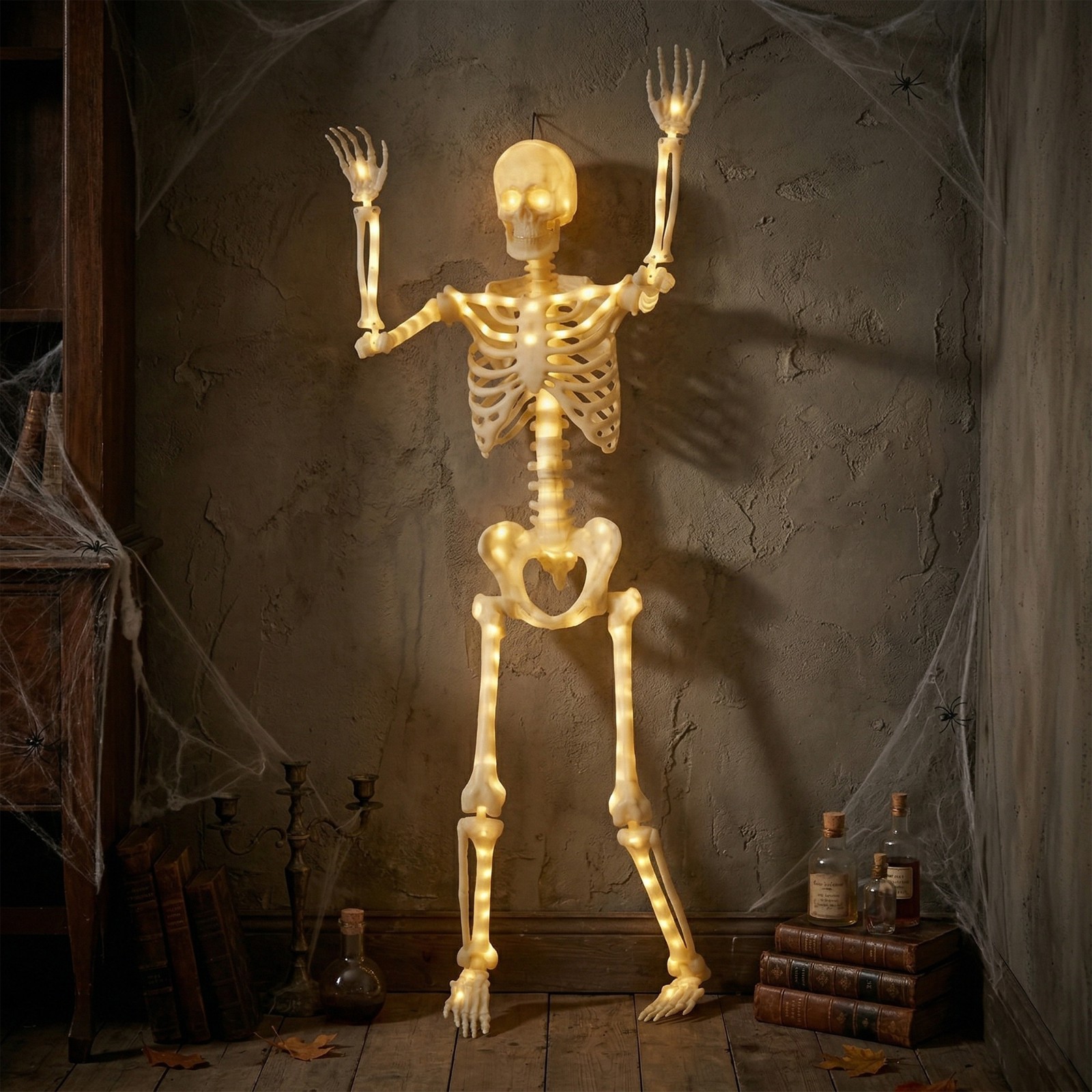 5 ft Poseable LED Illuminated Skeleton Halloween Decoration