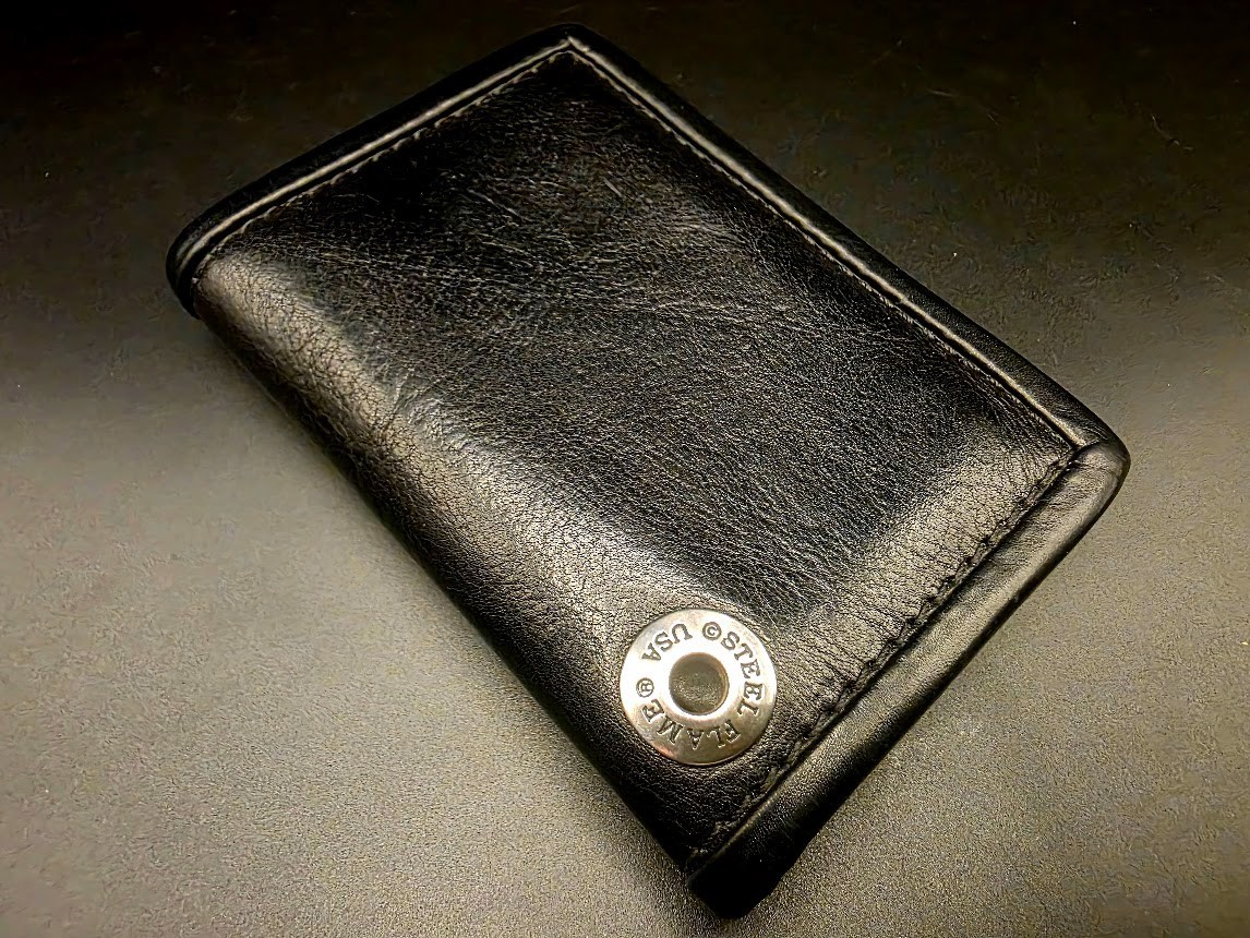VERY RARE Steel Flame Bi Fold Black Leather Chain Ring Wallet (Emerson, Strider)