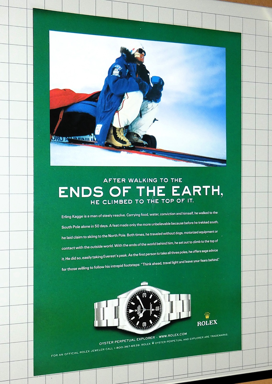 ROLEX OYSTER PERPETUAL EXPLORER Watch Print Ad Erling Kagge