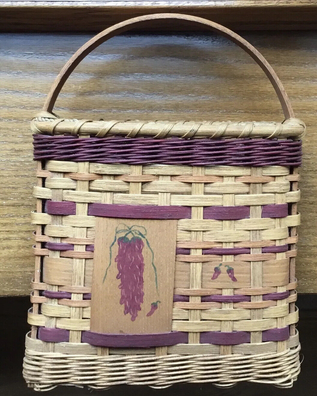 Handwoven Wall Basket Handpainted Southwest Native American Design