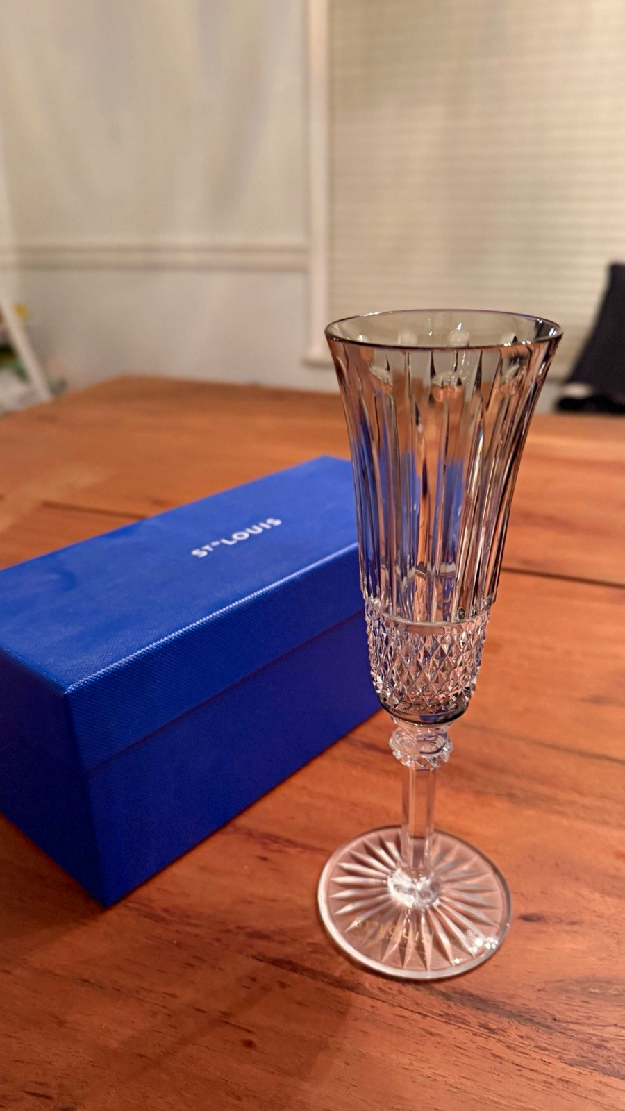 St. Louis Clear Crystal Cut Stemmed Champagne Flute, Flared, In Box