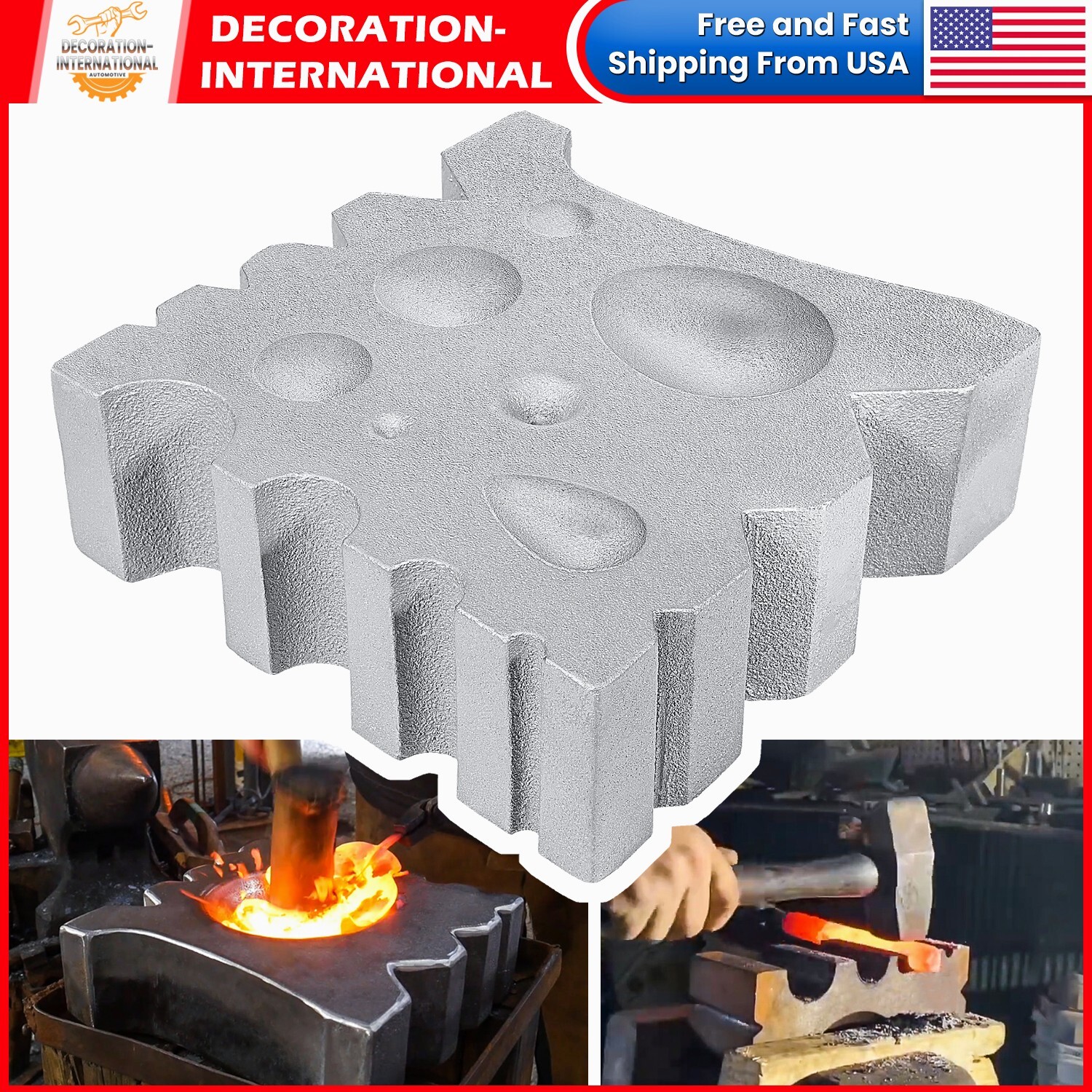 50lb Blacksmith Swage Block Anvil Forge Bowl Ladle Spoon Making Solid Cast Iron