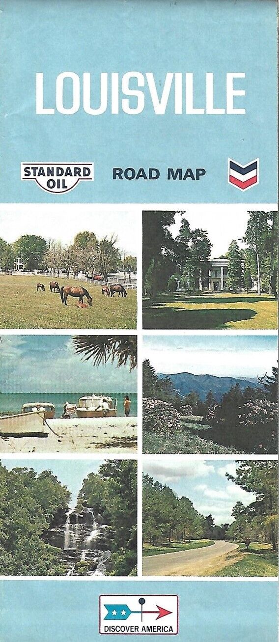 1970 STANDARD OIL CHEVRON Road Map LOUISVILLE Jefferson County Kentucky Filson