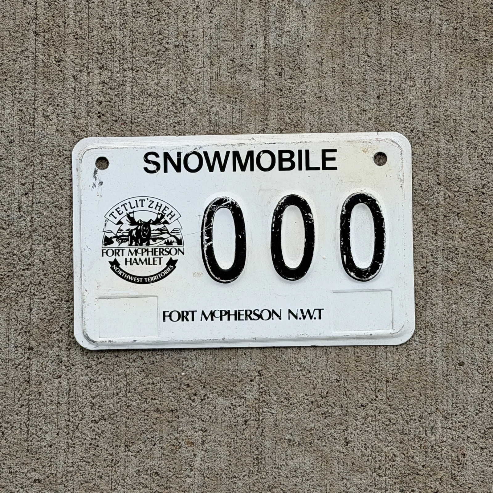 2006 Northwest Territories Snowmobile Sample License Plate Fort McPherson Moose