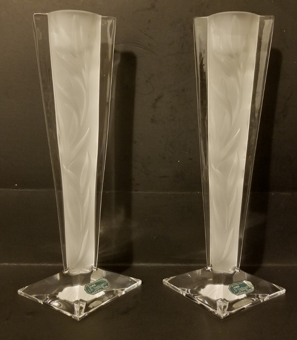 Vintage MCM J.G. Durand Art Deco Style Crystal Candlesticks ~Signed~France EUC Vintage MCM J.G. Durand Art Deco Style Crystal Candlesticks ~Signed~France EUC