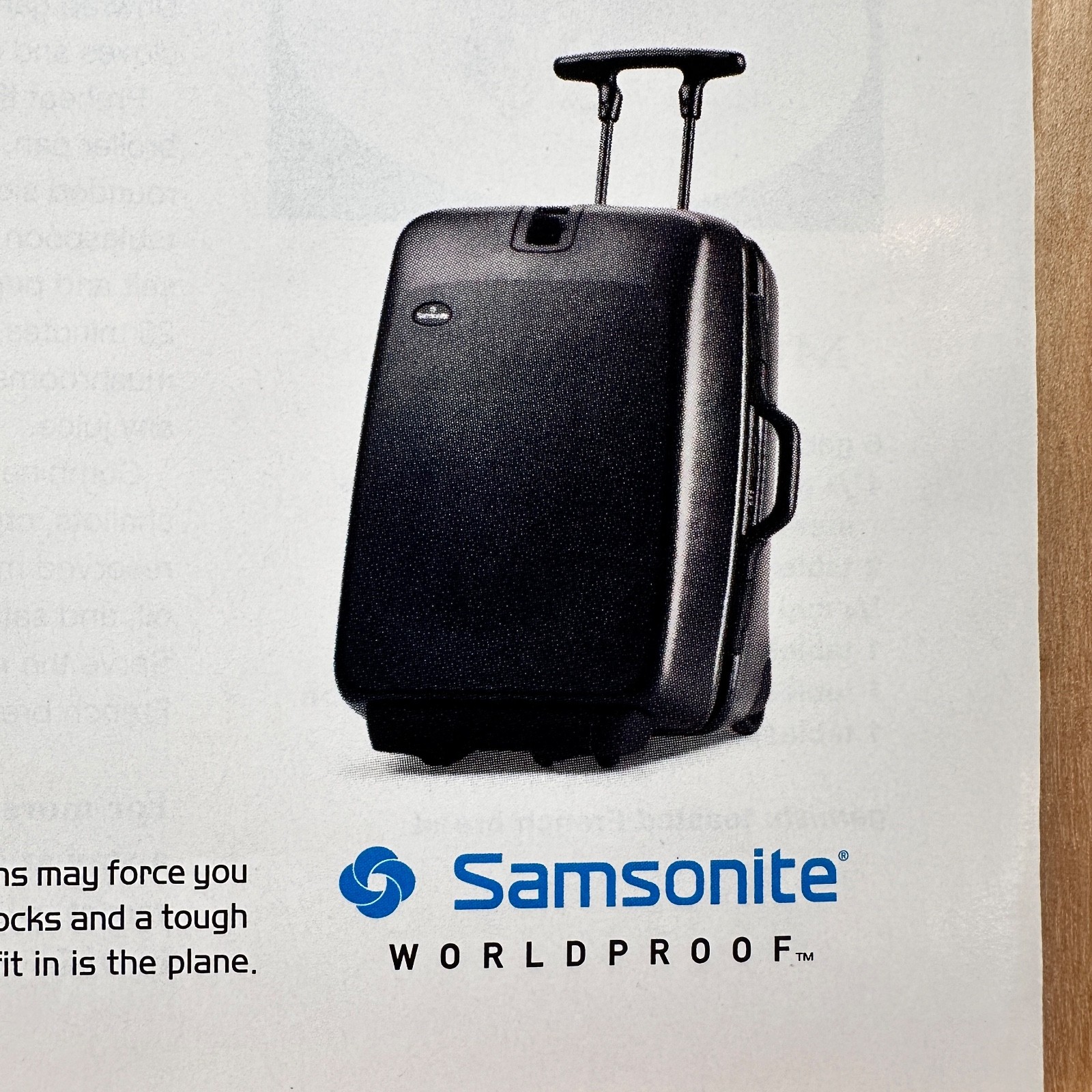 1998 Samsonite Worldproof Hardside Suitcase Luggage Vintage Print Ad Advert